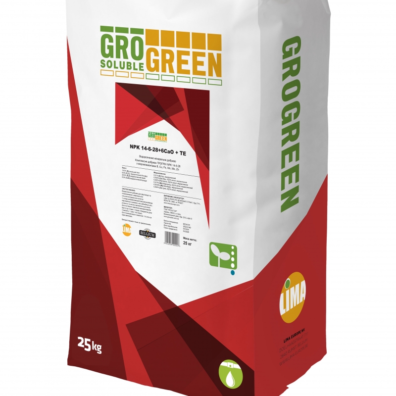 Добриво мінеральне NPK 14-6-28+6 СаО + ТЕ Гро Грін | Gro Green