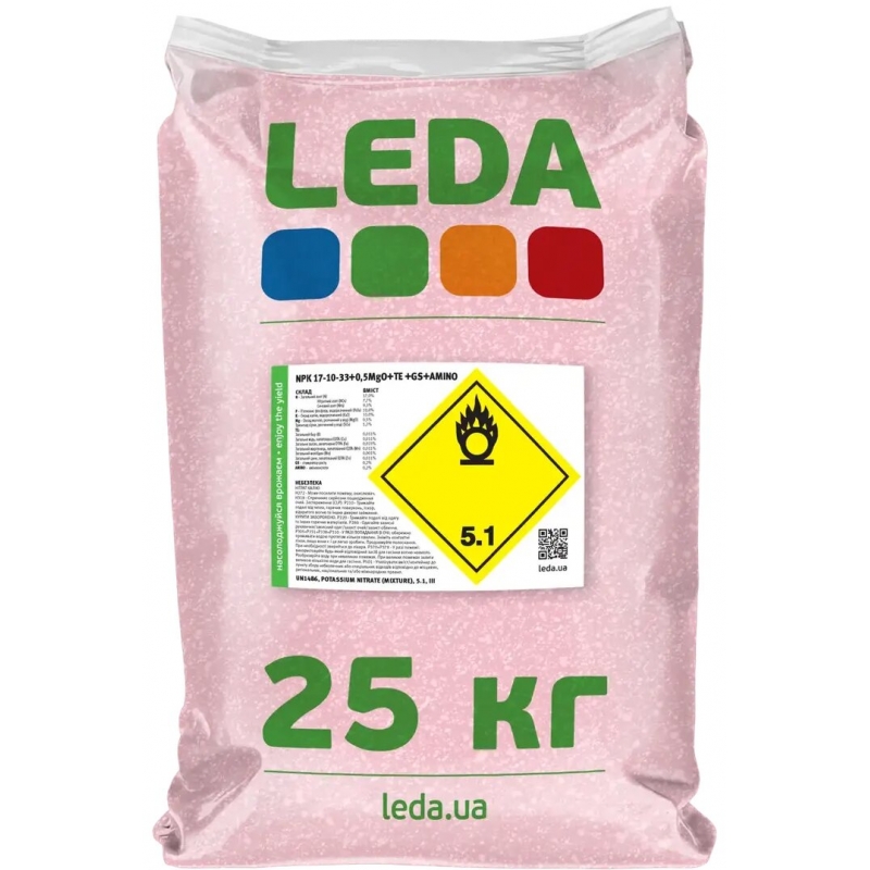 Комплексное удобрение Леда (Leda) NPK 17-10-33+0,5 MgO+TE+GS+AMINO