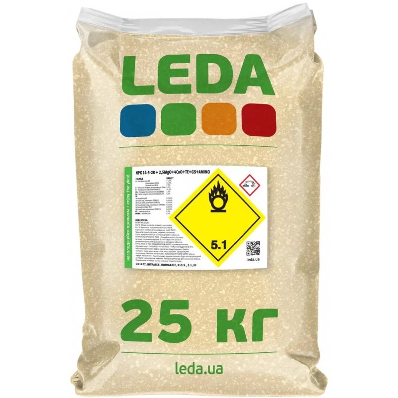 Комплексне добриво Леда (Leda) NPK 14-5-28+2,5 MgO+4CaO+TE+GS+AMINO