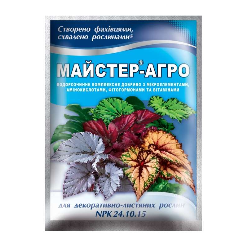 Комплексное удобрение MASTER (Мастер) 24.10.15 для декоративно-лиственных растений Valagro 25 г